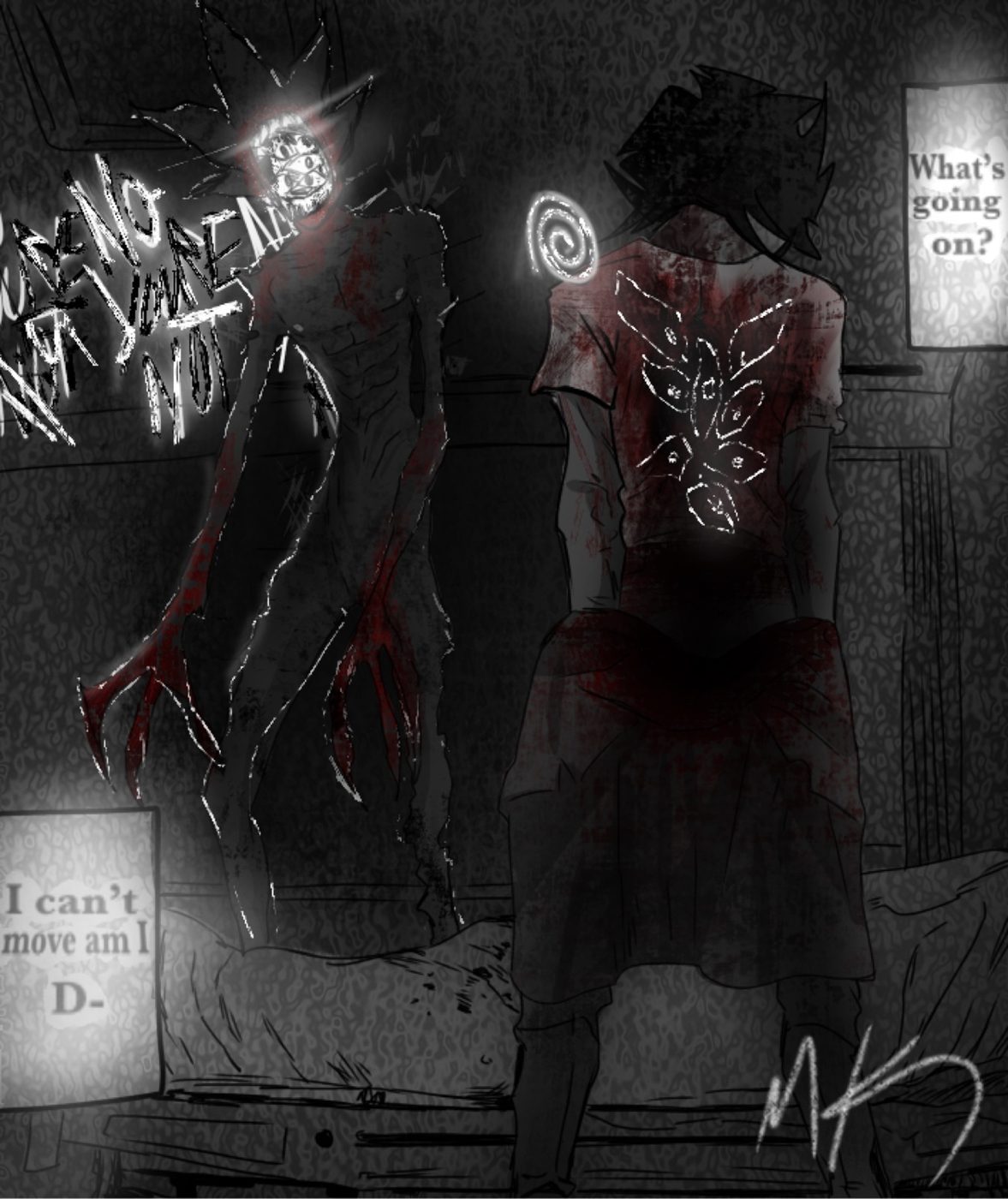I know my god's, a dark bedroom scene by Felipe Navarrette IV