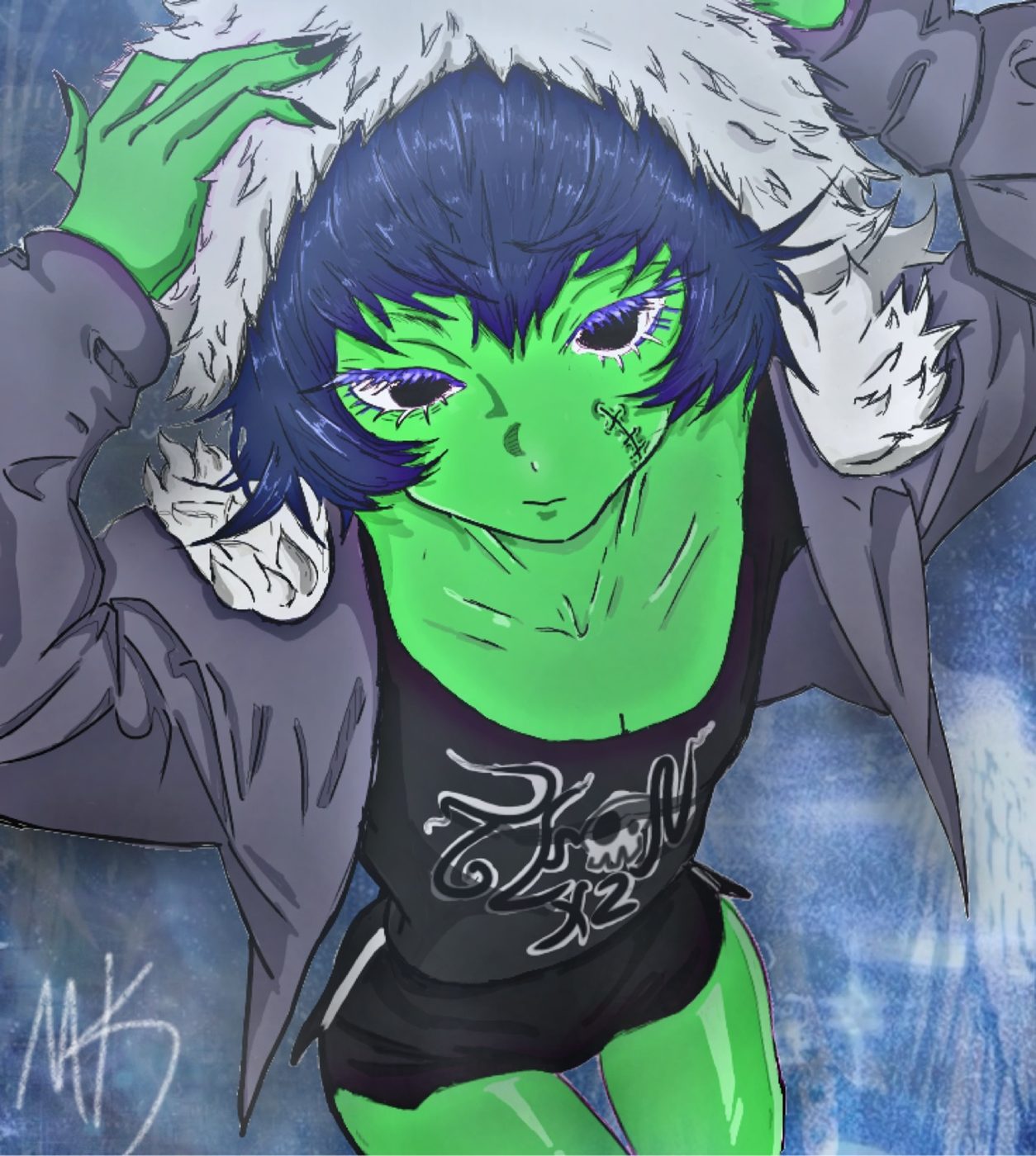 nuuma, a Y2K styled character portrait by Felipe Navarrette IV