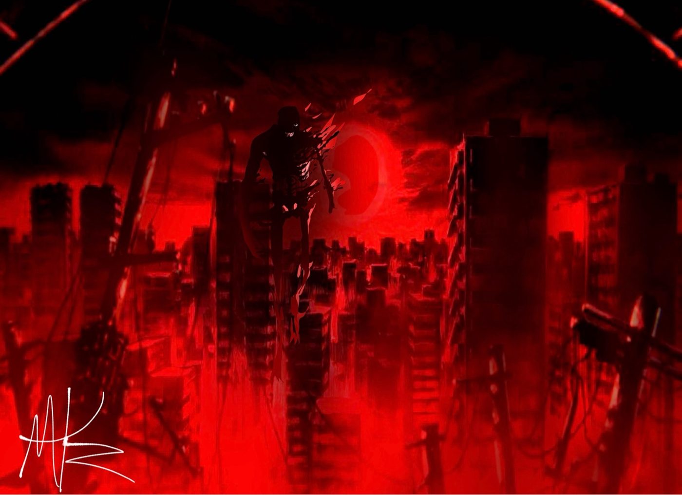 The End, a figure silhouetted against a red sun by Felipe Navarrette IV